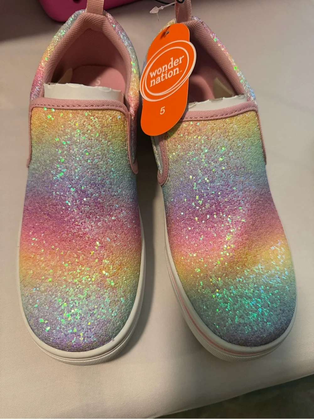 Kids' Rainbow Slip-On Shoes with Memory Foam - Pink